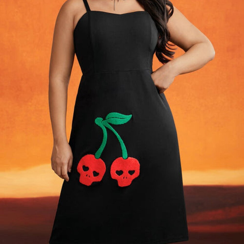 SKULL CHERRY Goth Punk Rockabilly Summer Dress Plus Size